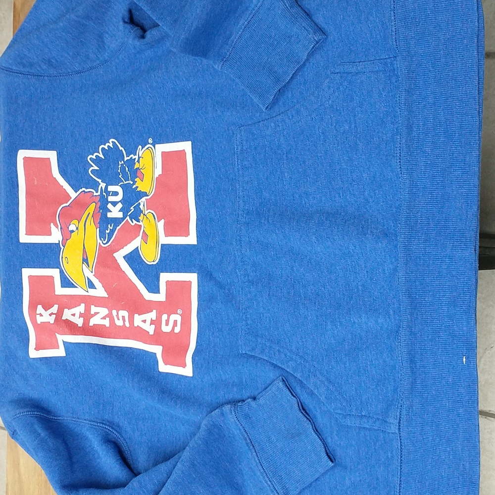 Kansas Jayhawks Blue Hooded Sweatshirt - University Logo Pullover - Picture 7 of 8